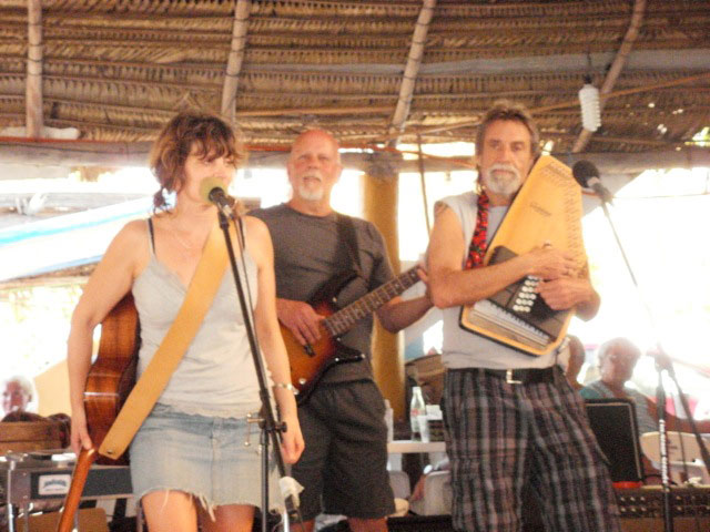 At An Open Mic In Melaque With My Amazing Husband, Dave On Autoharp And Great Friend Charlie On Bass
