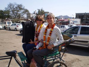 Hardwar In A Rickshaw With My Friend Jane And My Compact Voyage Air Guitar In My Lap